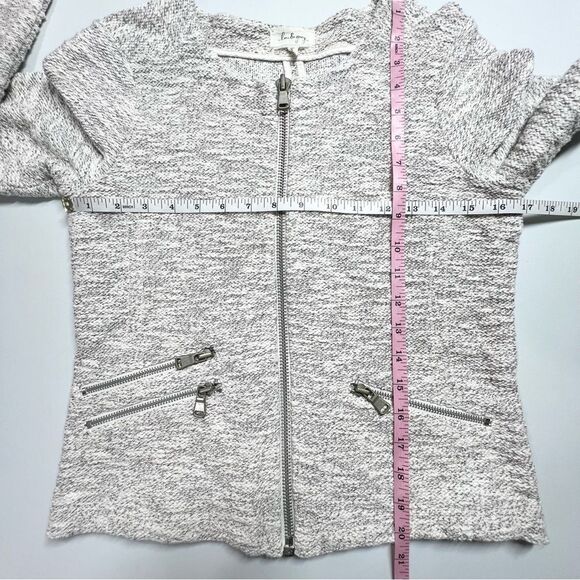 Lou & Grey Gold Coast Moto Zip Sweater Jacket Metallic Tweed SP Small Petite - Picture 9 of 10